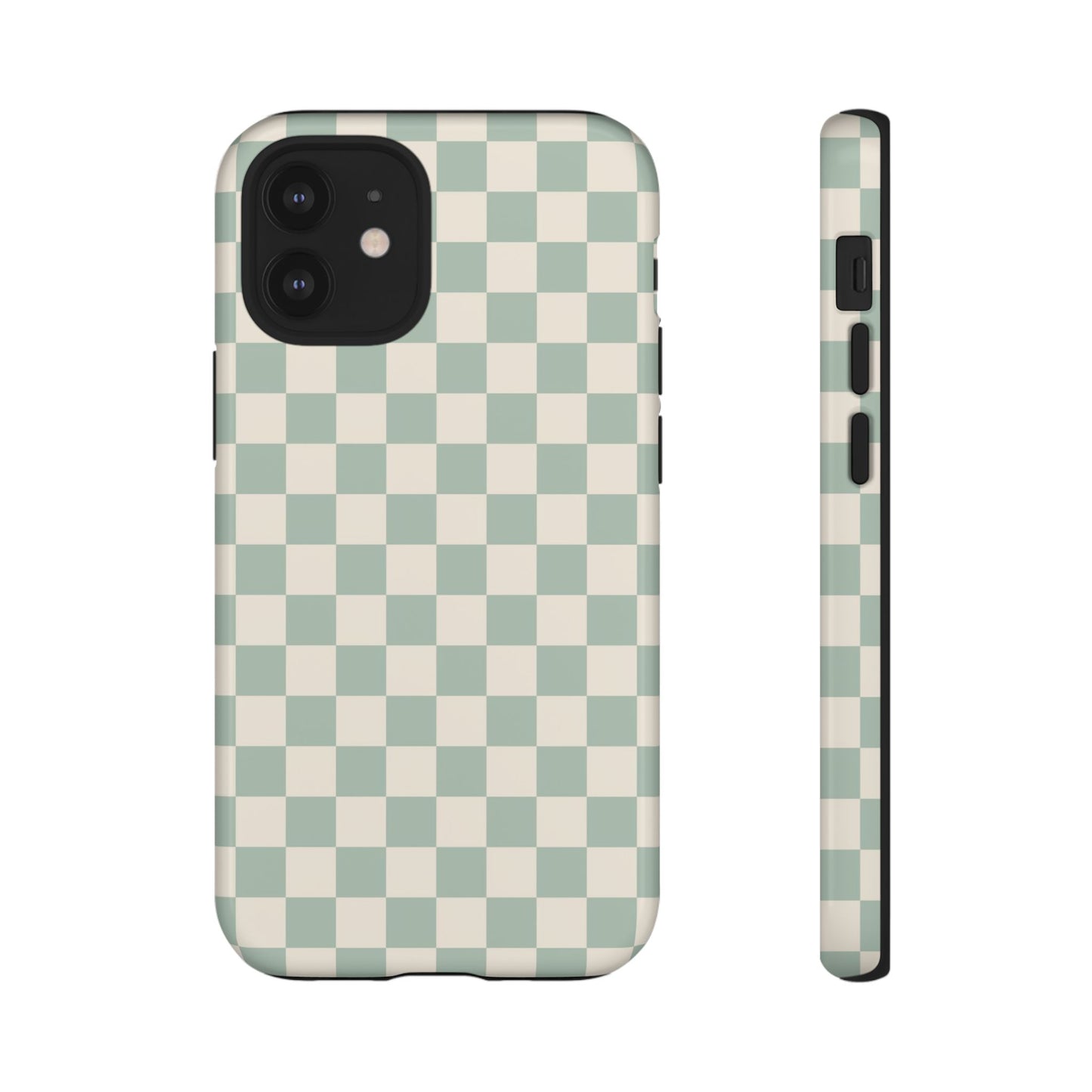 Sage Green & Beige Checkered Phone Case