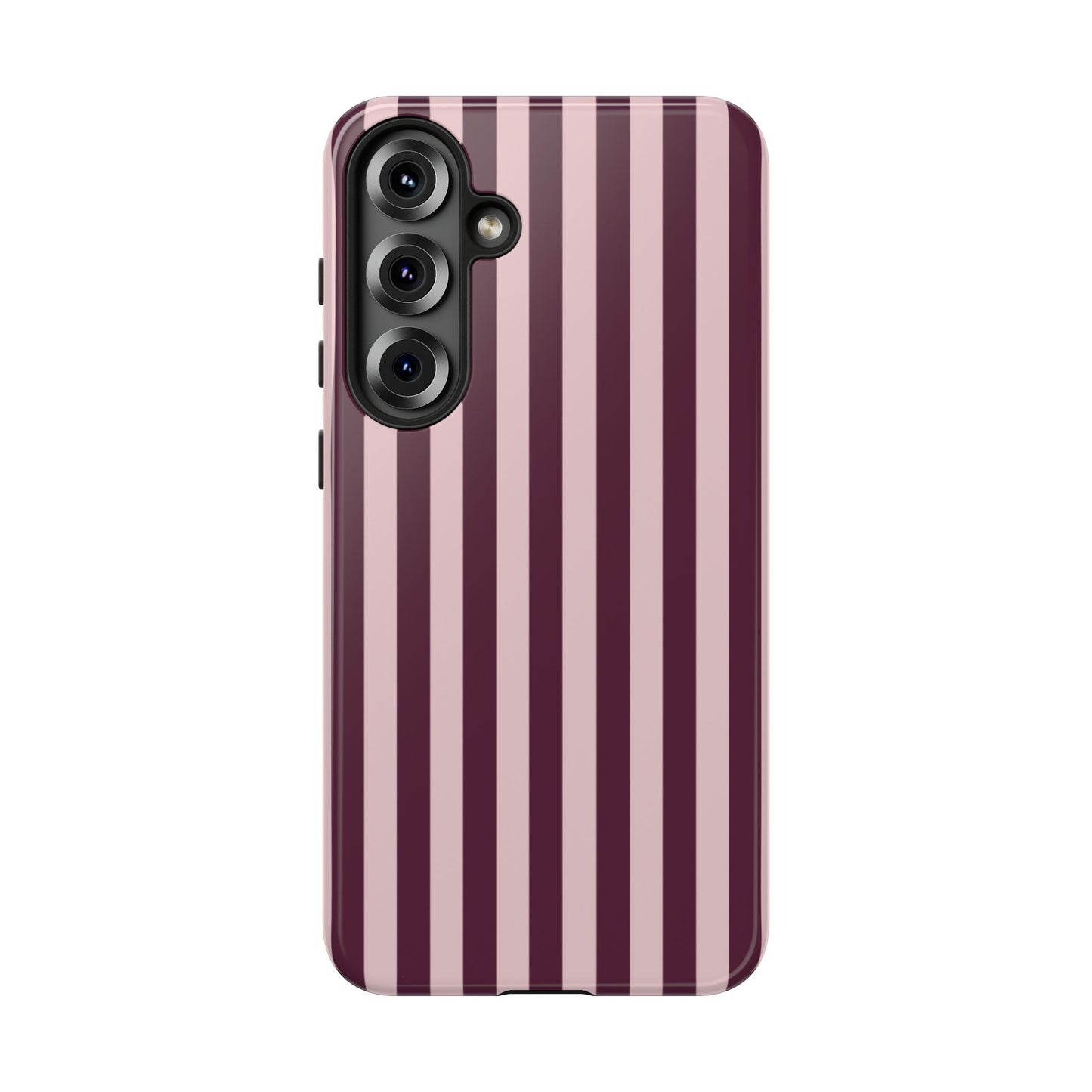 Pink & Burgundy Striped Tough Phone Case