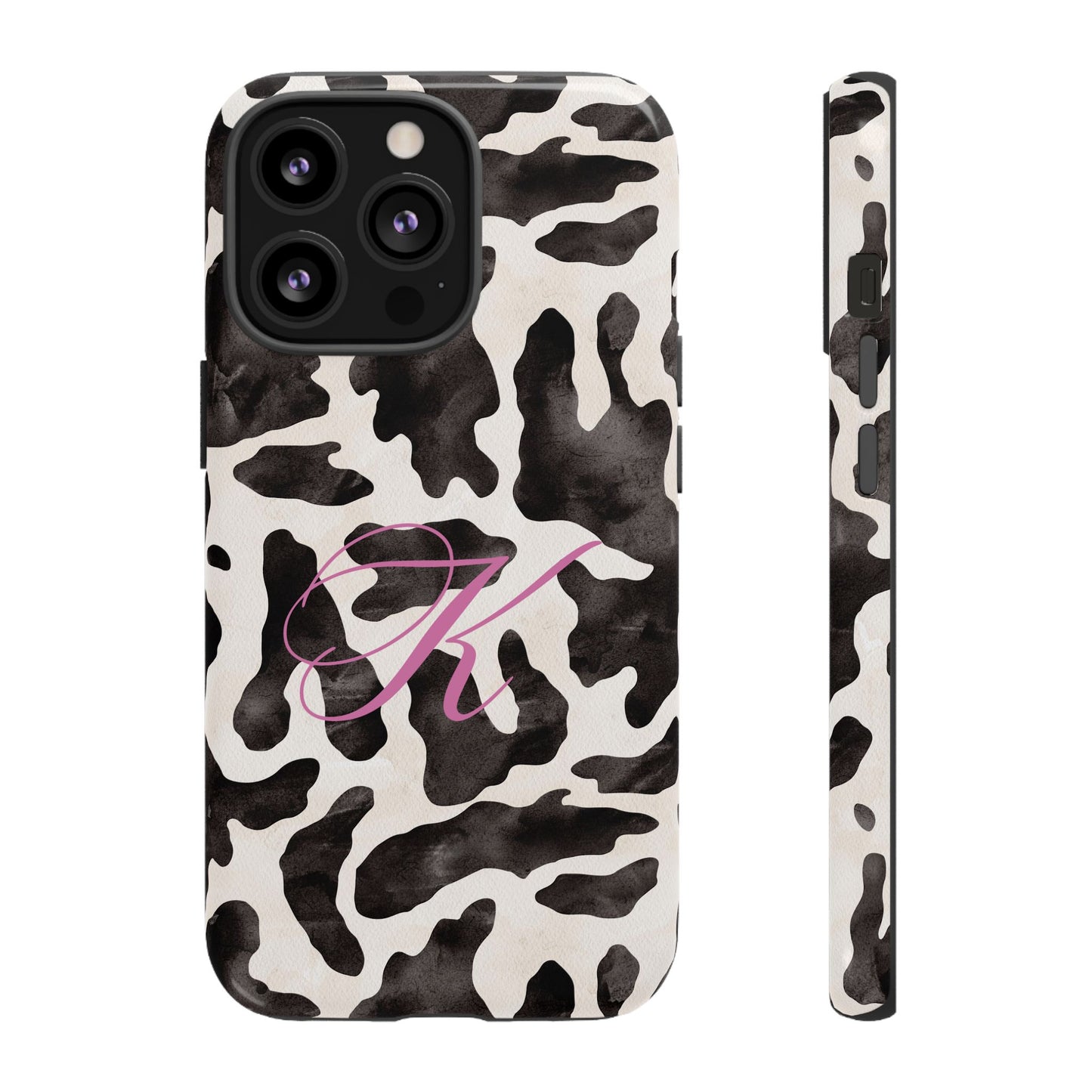 Personalized Monogram Cow Print Tough Phone Case